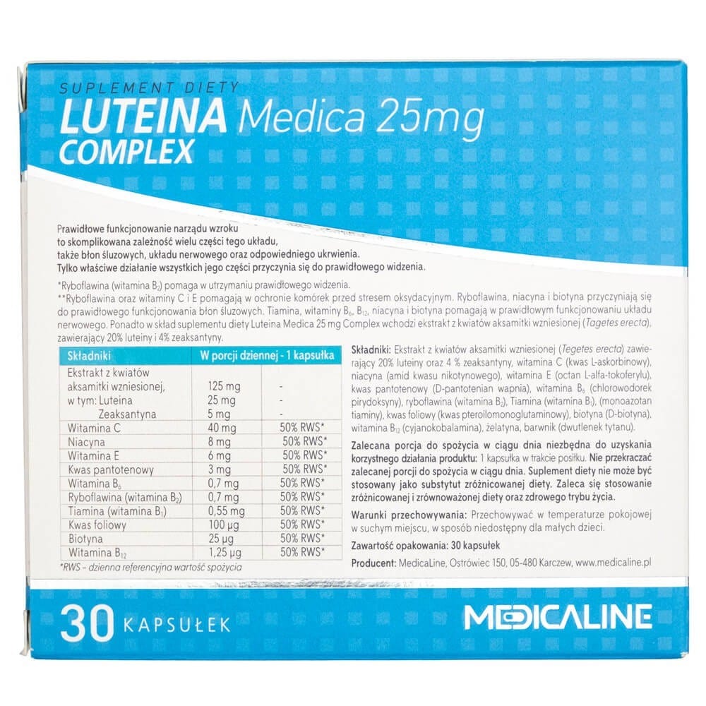Medicaline Lutein Medica Complex 25 mg - 30 Capsules