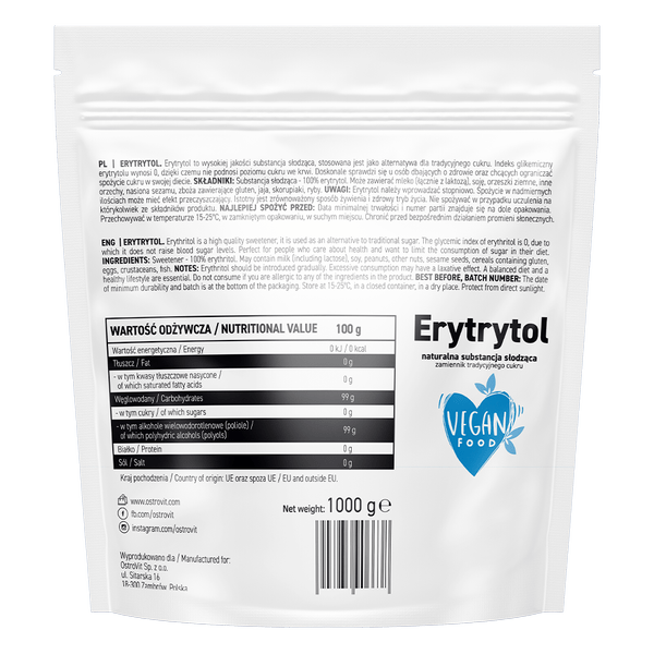 Ostrovit Erythritol, natural - 1000 g