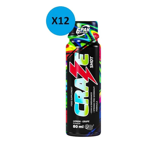 6PAK Craze Shot, Lemon - Grape Flavour - 12 Pieces