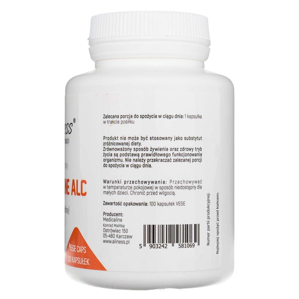 Aliness L-Carnitine ALC 500 mg - 100 Capsules