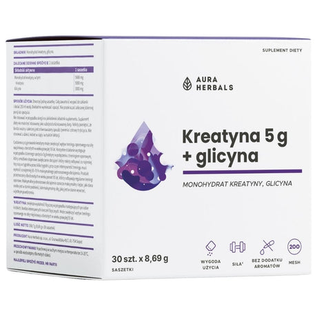 Aura Herbals Creatine 5 g + Glycine 3 g - 30 Sachets
