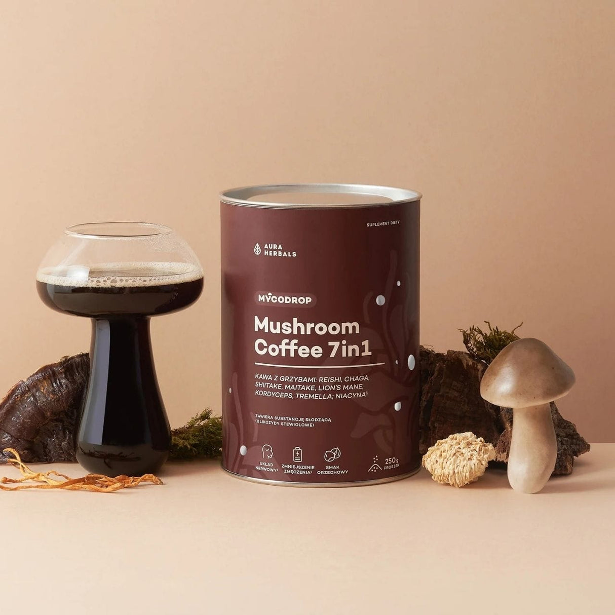 Aura Herbals Mycodrop 7-in-1 Mushroom Coffee – 250 g