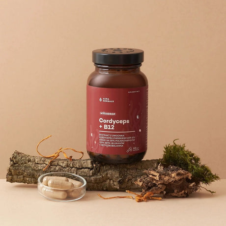 Aura Herbals Mycodrop Cordyceps 30:1 + B12 – 60 Capsules