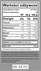 BeKeto Pure Protein Isolate, Unflavoured - 800 g