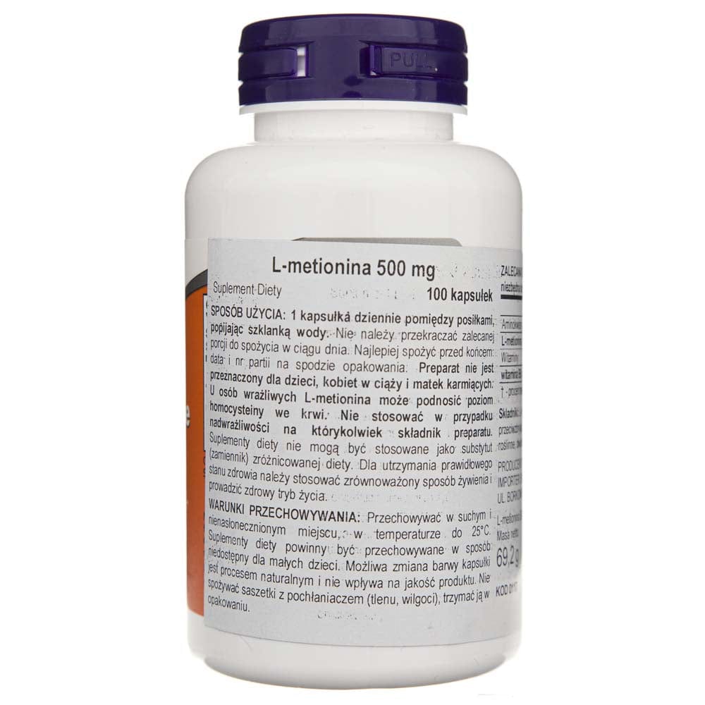 Now Foods L-Methionine 500 mg - 100 Capsules