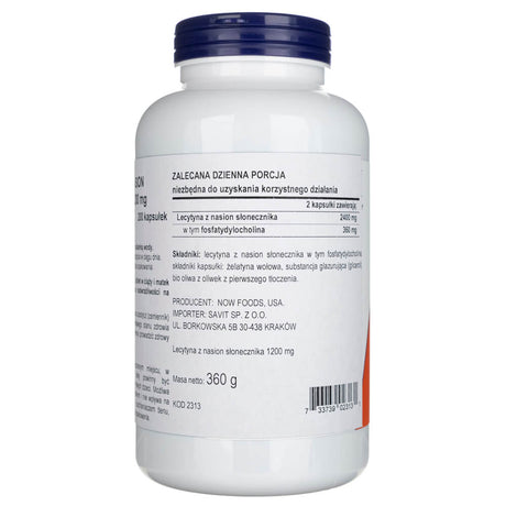 Now Foods Sunflower Lecithin 1200 mg - 200 Capsules