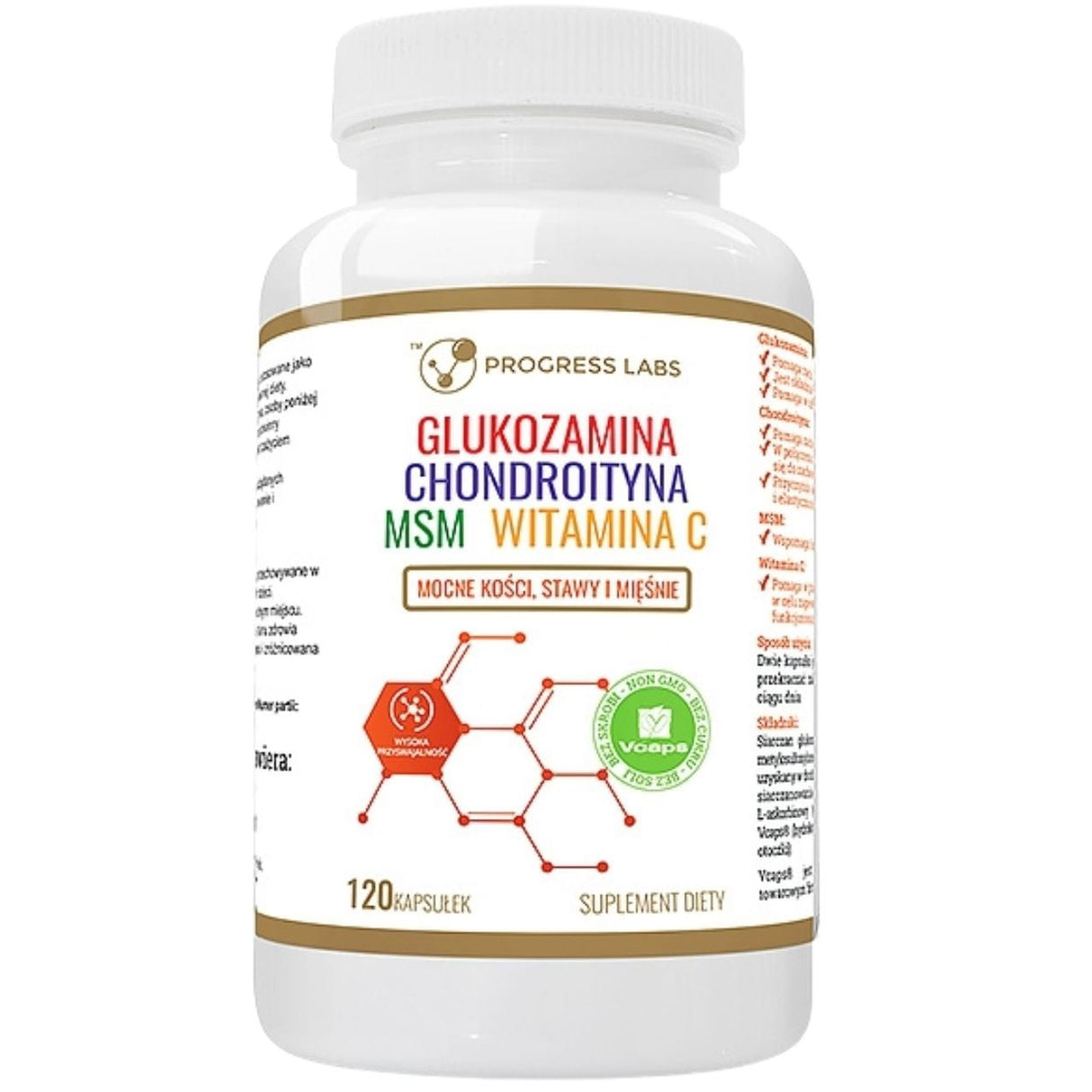 Progress Labs Glucosamine, Chondroitin, MSM and Vitamin C - 120 Capsules
