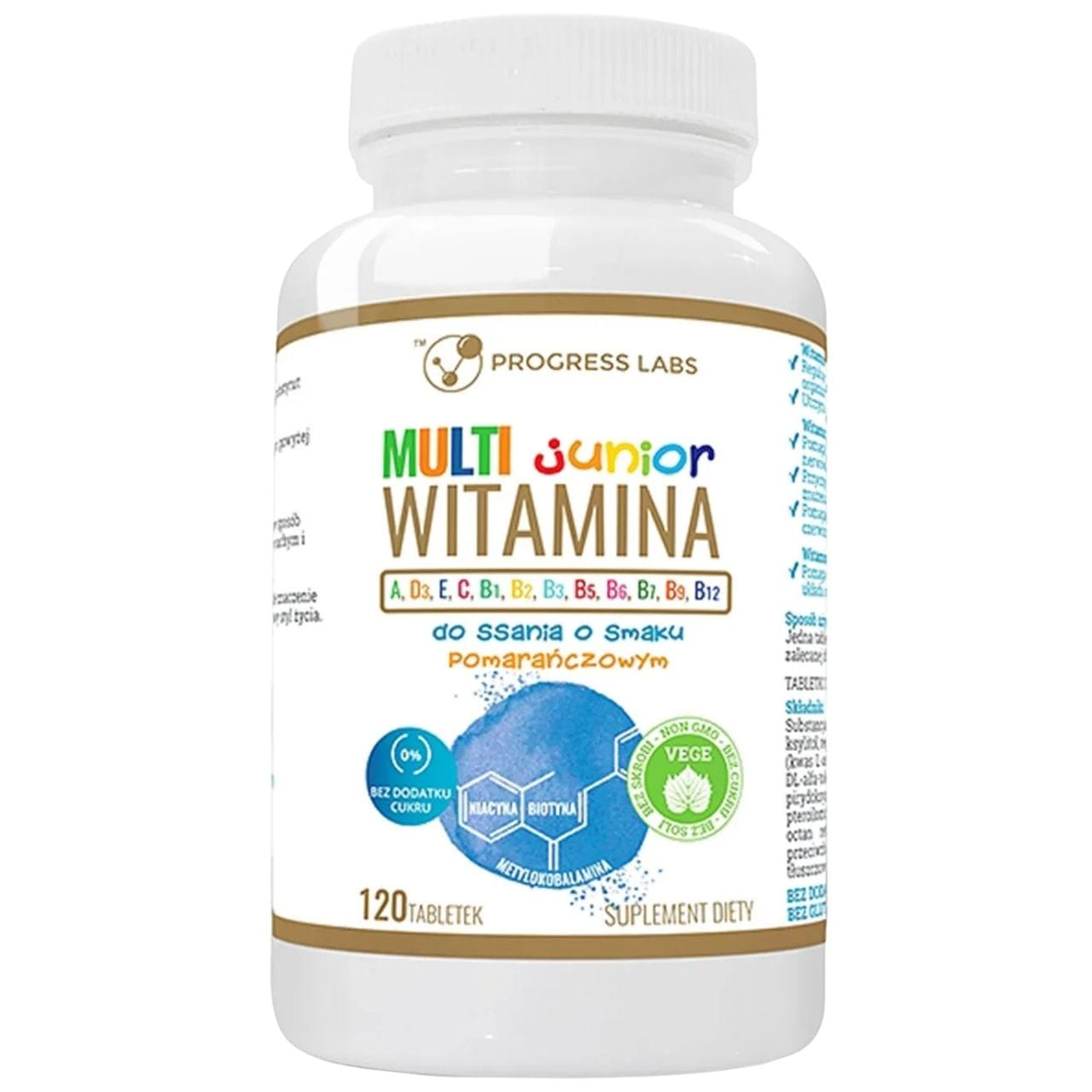 Progress D Tablet Progress Labs Junior Multivitamin, Orange - 120 Chewable Tablets – Medpak