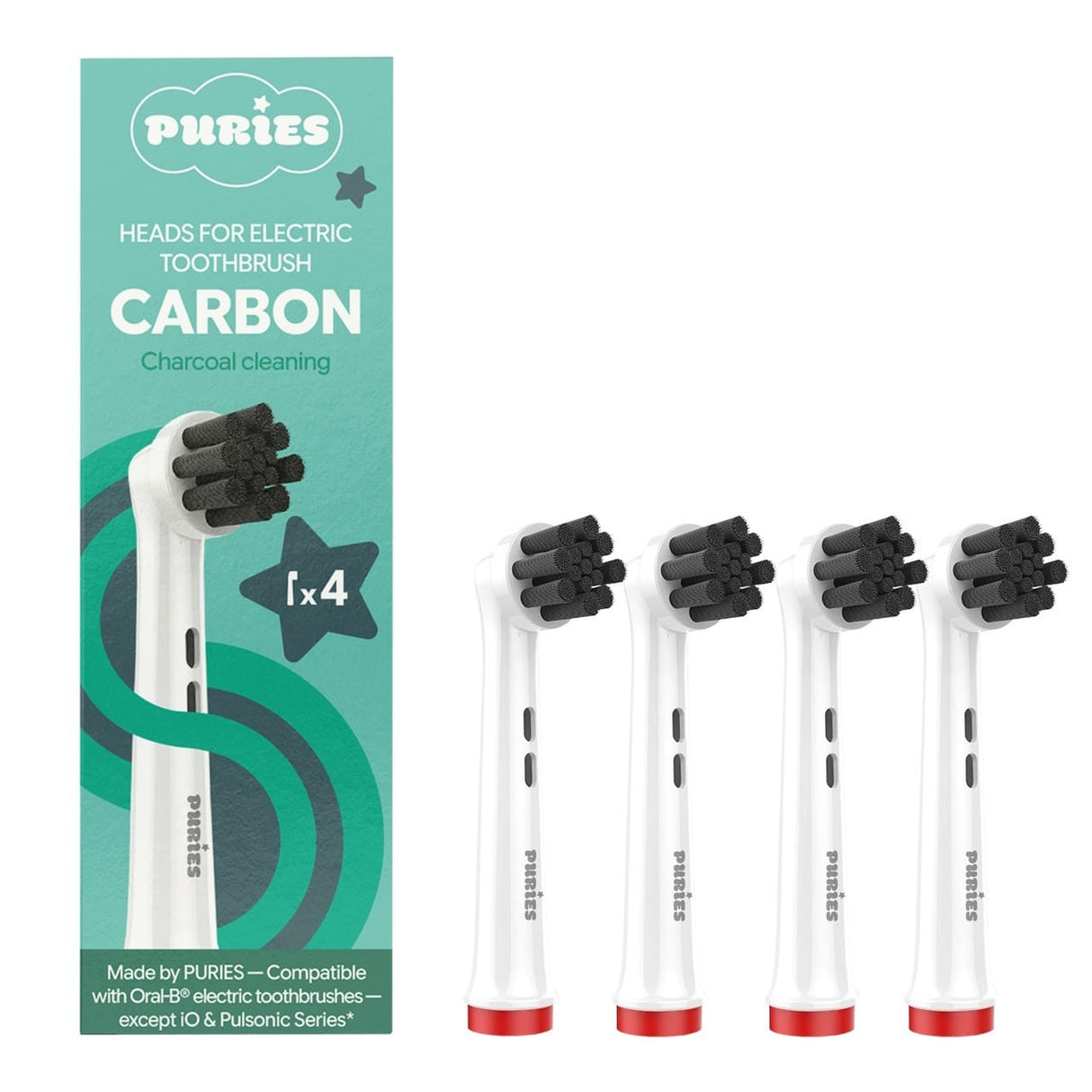 Puries Carbon Electric Toothbrush Heads for Oral-B - 4 Pieces