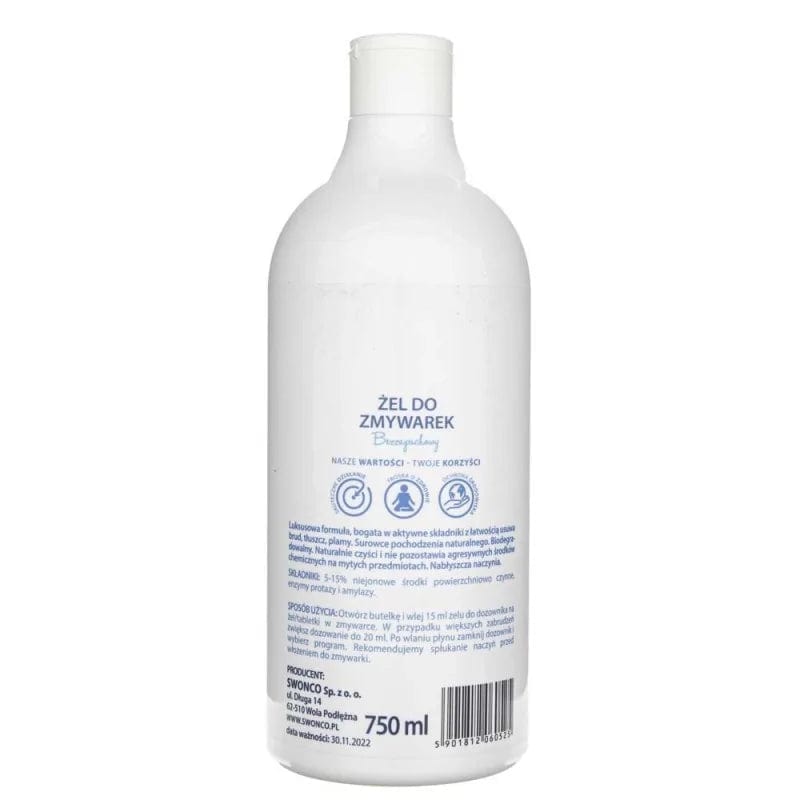 Swonco Dishwasher Gel, Fragrance-Free - 750 ml