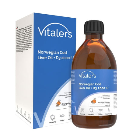 Vitaler's Omega-3 Norwegian Cod Liver Oil 1250 mg + D3 2000 IU, Orange - 250 ml