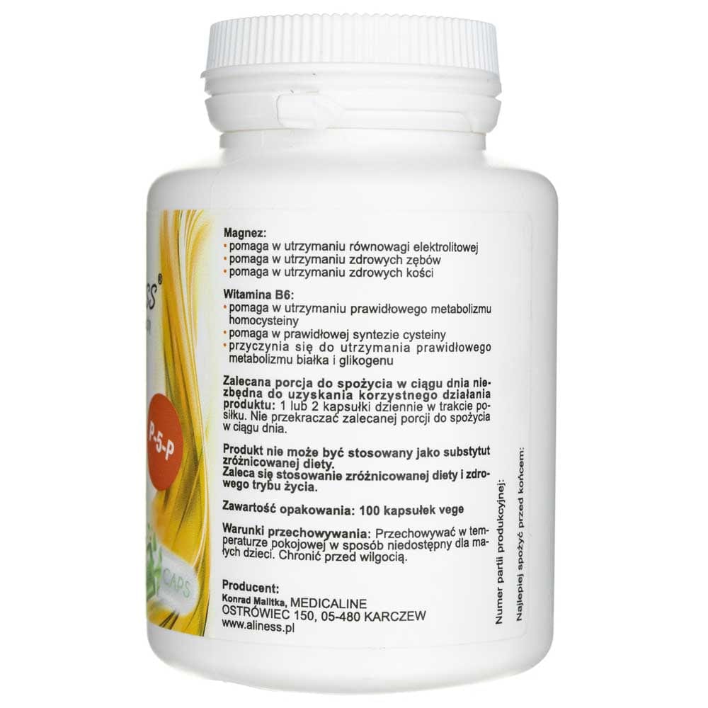 Aliness Magnesium Citrate 125 mg with B6 - 100 Capsules