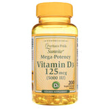 Puritan's Pride Vitamin D3 125 mcg (5000 IU) - 200 Softgels