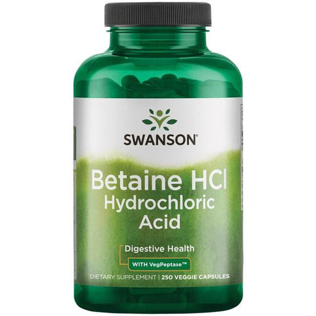 Swanson Betaine HCl Hydrochloric Acid with VegPeptase - 250 Veg Capsules